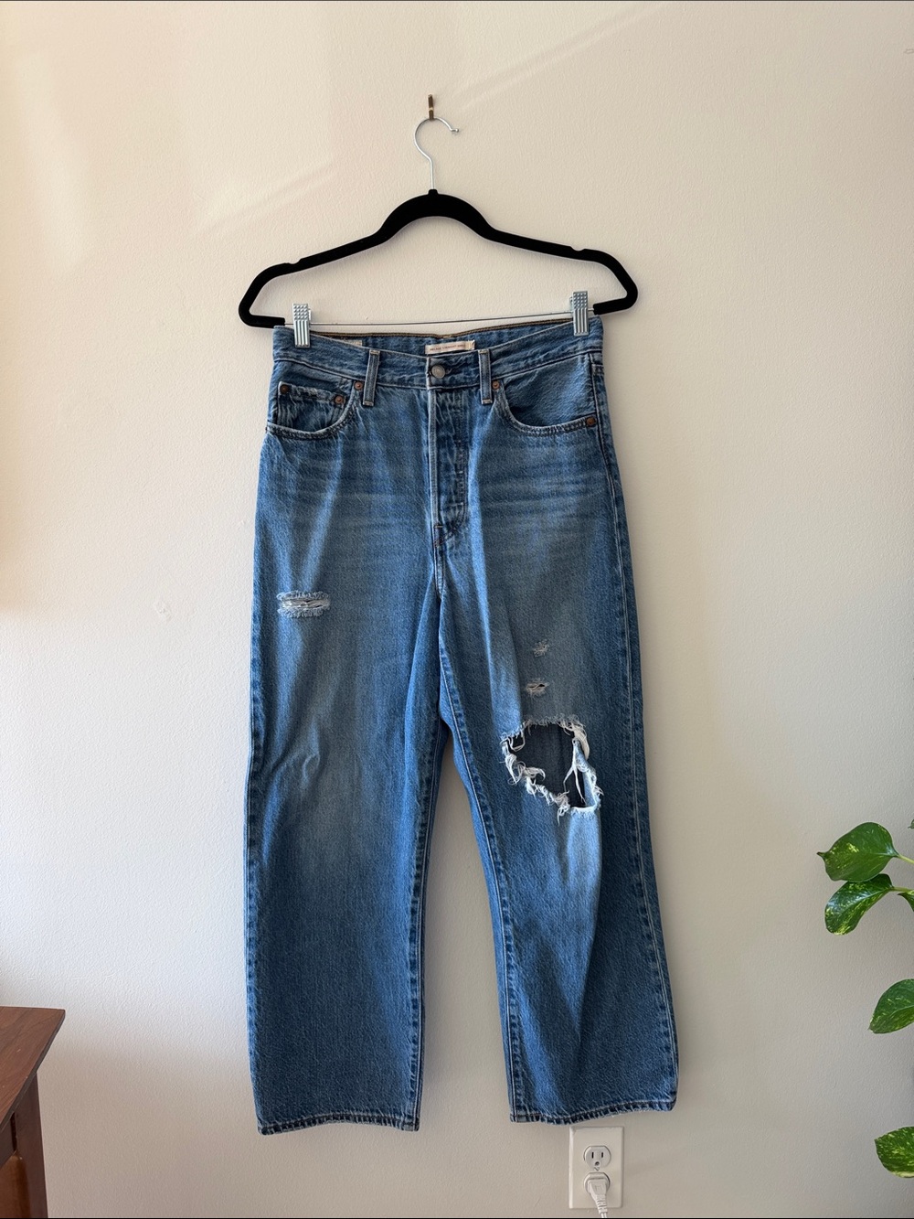Blue Distressed High-Rise Women’s Jeans
